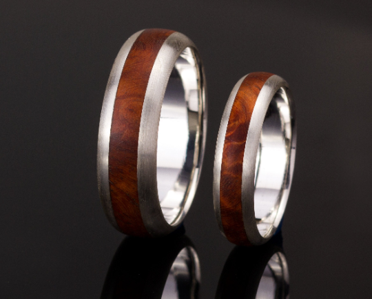 3rd Edition Slimline Ring Amboina Maser – Exklusiver Holzring mit Silber