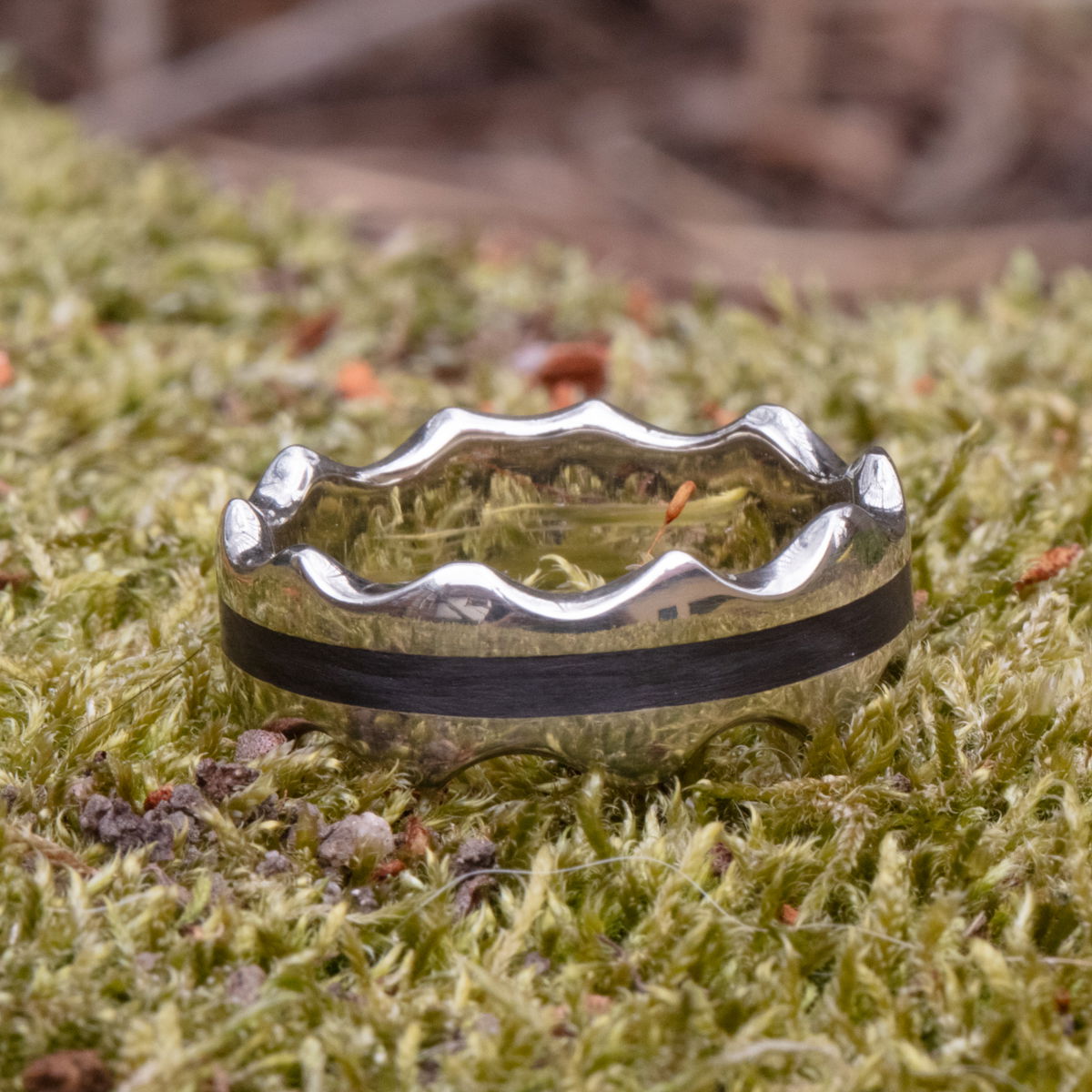 12th Edition Wave-Carbon Silberring