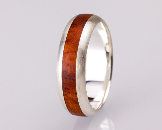 3rd Edition Slimline Ring Amboina Maser – Exklusiver Holzring mit Silber