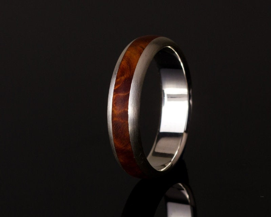 3rd Edition Slimline Ring Amboina Maser – Exklusiver Holzring mit Silber