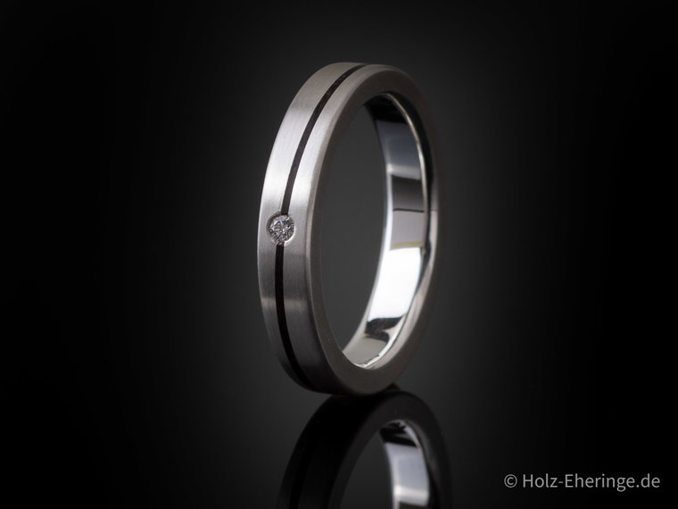 17th Edition Silberring mit Stein & freier Holzwahl – Exklusiver Designring mit schrägem Holzeinsatz