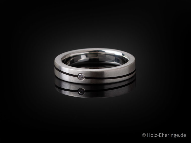 17th Edition Silberring mit Stein & freier Holzwahl – Exklusiver Designring mit schrägem Holzeinsatz