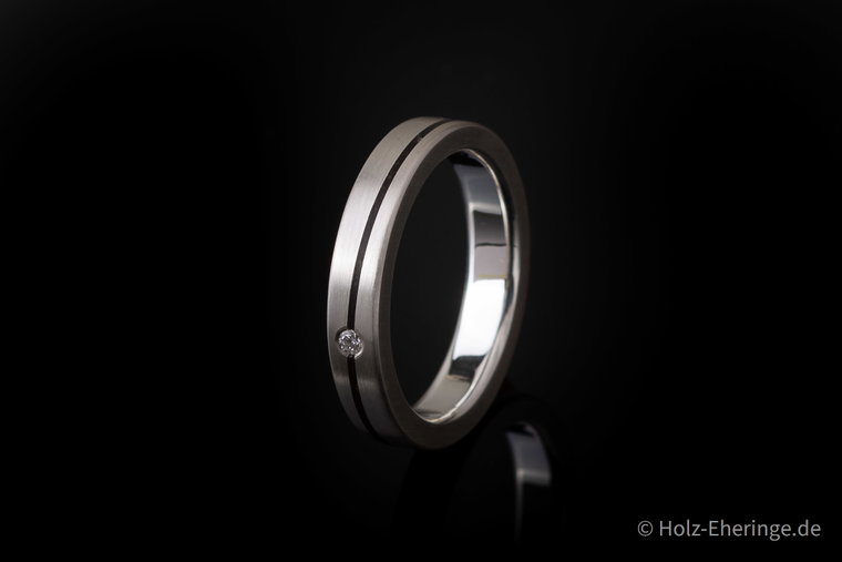 17th Edition Silberring mit Stein & freier Holzwahl – Exklusiver Designring mit schrägem Holzeinsatz