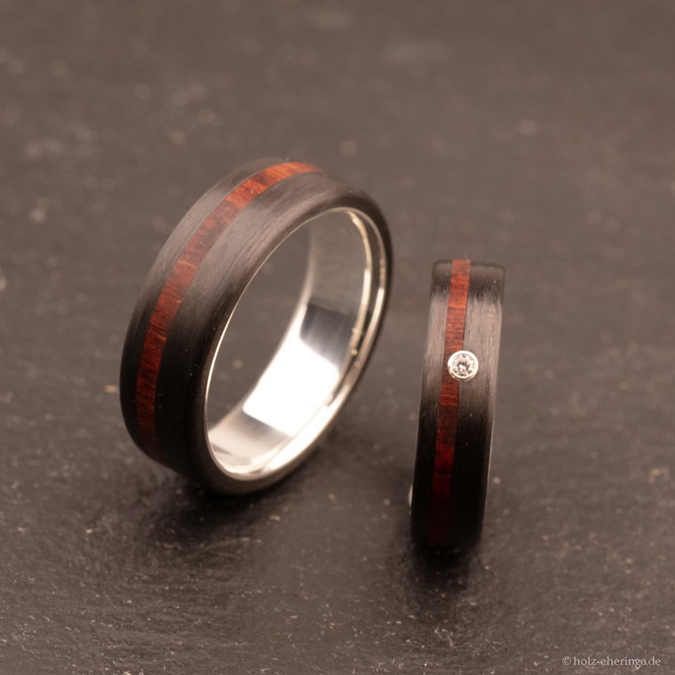 Carbon Eheringe mit Holz 11th Edition