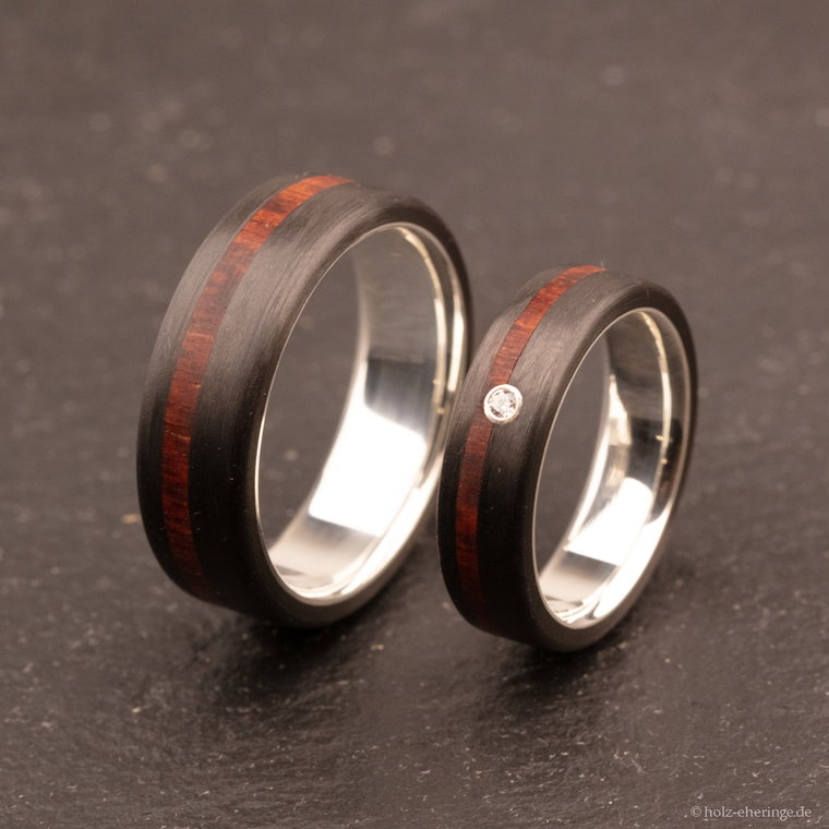 Carbon Eheringe mit Holz 11th Edition