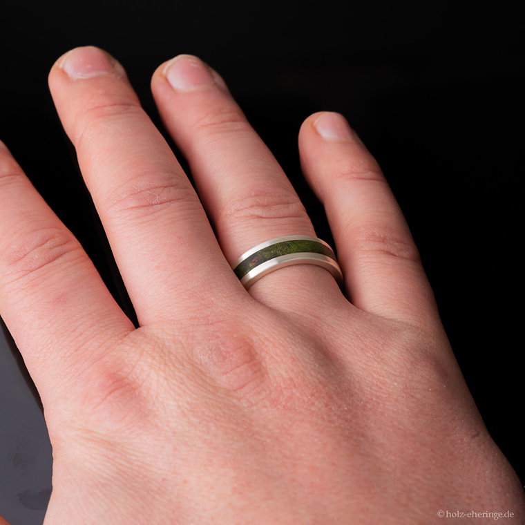 Grüne Holz Eheringe mit Silber 3rd Edition