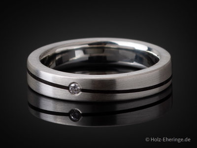17th Edition Silberring mit Stein & freier Holzwahl – Exklusiver Designring mit schrägem Holzeinsatz