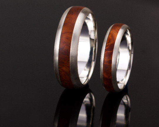 3rd Edition Slimline Ring Amboina Maser – Exklusiver Holzring mit Silber