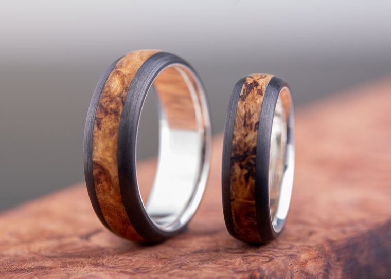 Carbonringe mit Holz kaufen - Partnerringe 3rd Edition Classic