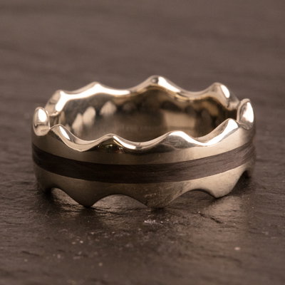 12th Edition Wave-Carbon Silberring