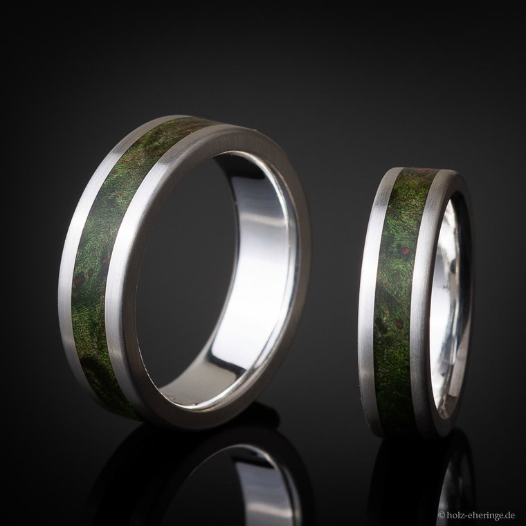 Grüne Holz Eheringe mit Silber 3rd Edition