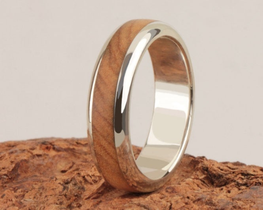 3rd Edition Slimline Olivenholz – Exklusiver Holzring mit Silber