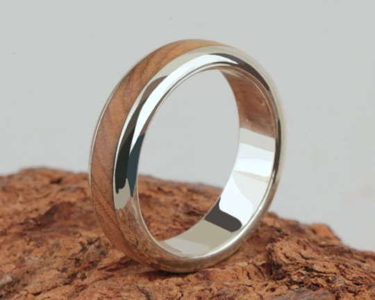 3rd Edition Slimline Olivenholz – Exklusiver Holzring mit Silber